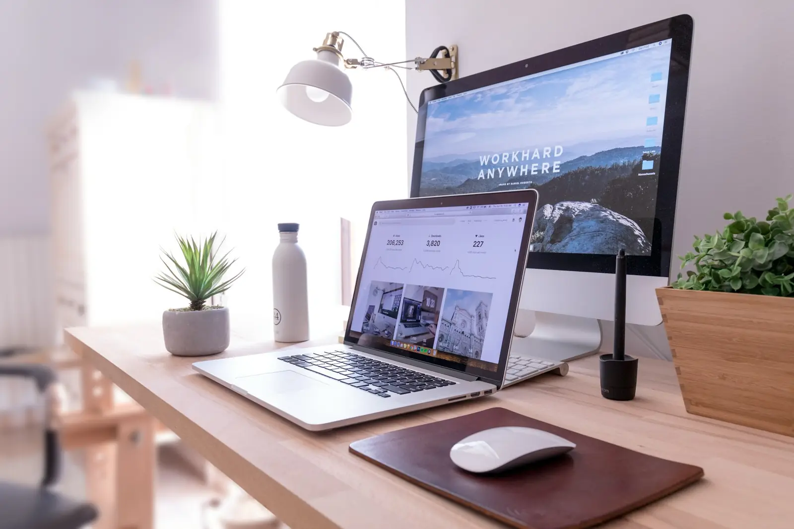 A bright, tidy workspace