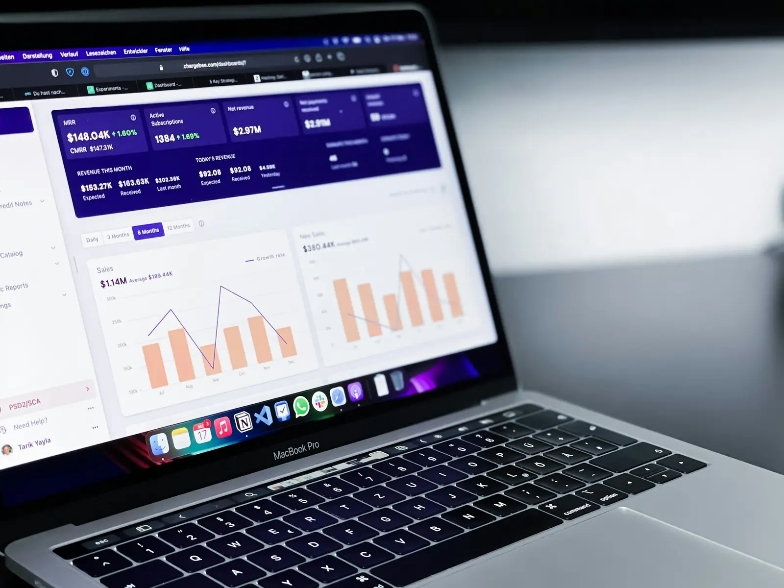 Analytics charts on a laptop